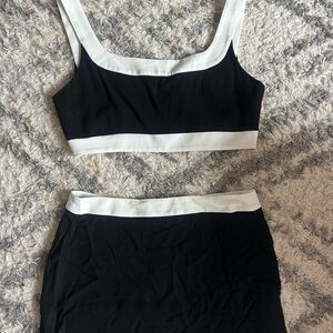 Forever 21 Black and White Skirt and Cropped Top Set